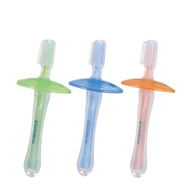(滿999折50)小獅王辛巴 安全矽膠練習牙刷(橘/綠/藍)-隨機出貨