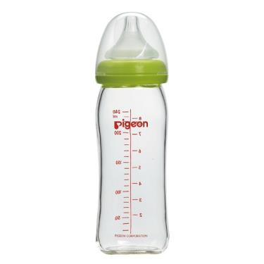 Pigeon 貝親 母乳實感寬口玻璃奶瓶240ml(綠色)