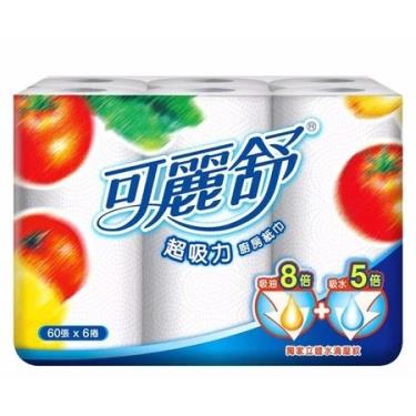 【可麗舒】廚房紙巾 60張 x 6捲（成箱出貨）