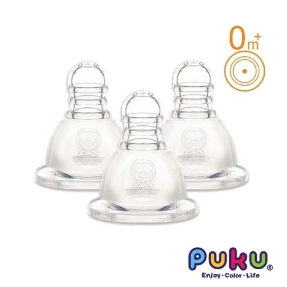 【PUKU 藍色企鵝】母乳實感標準 0m 單孔奶嘴三入