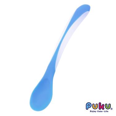 PUKU 藍色企鵝 雙色軟質湯匙-水藍
