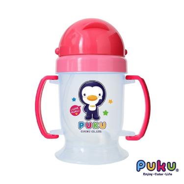 （任2件9折）【PUKU 藍色企鵝】滑蓋吸管練習杯180ml 粉紅