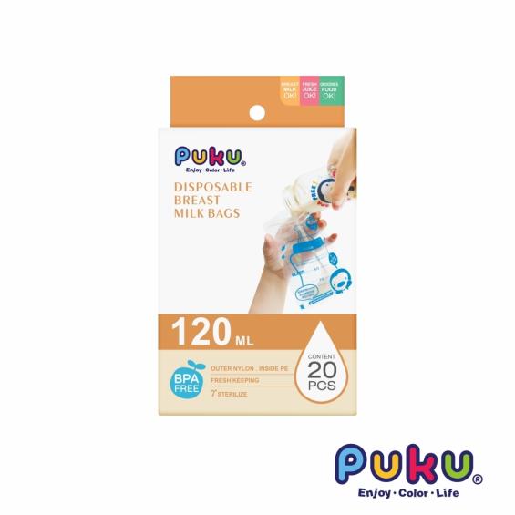 (同品項2件$220)【PUKU 藍色企鵝】母乳儲存袋20枚入 120ml