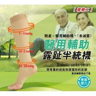 (單品買1送1)美肌刻 醫用輔助 露趾彈性半統襪 靜脈曲張 術後輔助 血栓襪L號 JG-3000 廠送