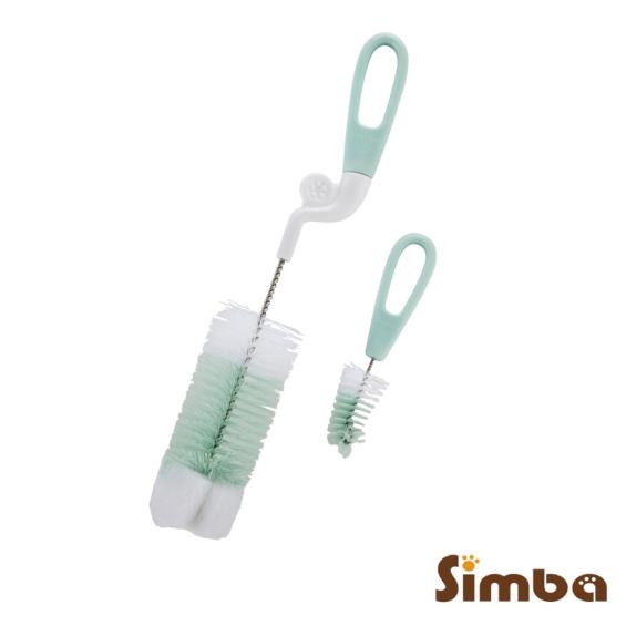 【Simba 小獅王辛巴】旋轉式奶瓶刷菜瓜布粉綠