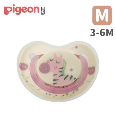 Pigeon 貝親 拇指型矽膠安撫奶嘴3-6M-可愛斑馬