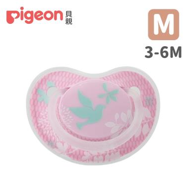 【Pigeon 貝親】拇指型矽膠安撫奶嘴（3-6M）森林白鴿