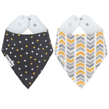 美國 Bazzle baby 口水巾-幾何圖形和灰色黃芥末 2入/組
