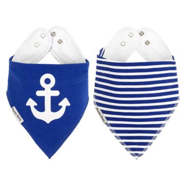 美國 Bazzle baby 口水巾-藍色水手和錨 2入/組