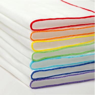 【Newstar明日之星】親膚純棉紗布方巾-白-彩虹（30×30cm/7條入）