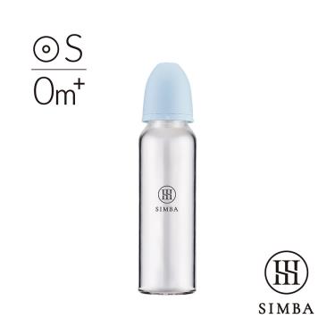 【Simba 小獅王辛巴】蘊蜜質金玻璃標口防脹氣奶瓶240ml圓孔S／晨藍