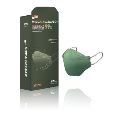 【佑合】4D美型修容／醫用立體口罩 綠光漸層（20入／盒）