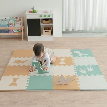 【Pato Pato】動物巧拼地墊叢林恐龍提袋組（16片）