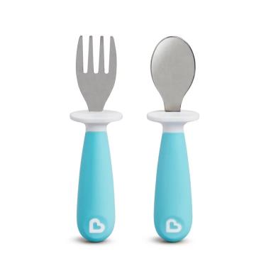 【滿趣健 Munchkin】不鏽鋼學習叉匙組 藍