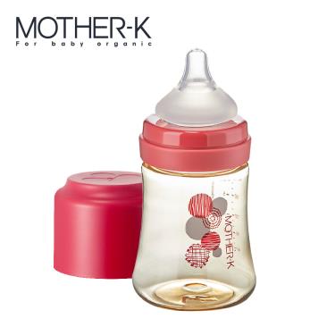 （贈餐桌墊）【Mother K】頂級PPSU奶瓶（180ml）石榴紅