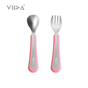 【VIIDA】Souffl抗菌不鏽鋼叉匙組-甜心粉（S）