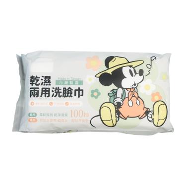 乾濕兩用洗臉巾-花朵米奇-100抽