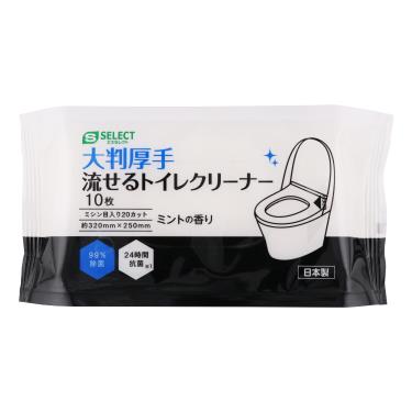【S-SELECT】馬桶清潔濕巾 ( 大張 10入 )