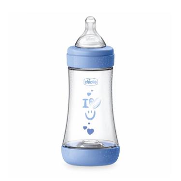 【義大利CHICCO】Perfect 5-完美防脹PP奶瓶-240ml-中等流量-藍