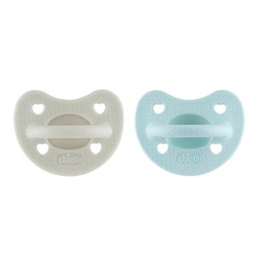 【義大利CHICCO】LUXE矽膠拇指型安撫奶嘴-6-16m-迷霧灰&湖水綠-2入