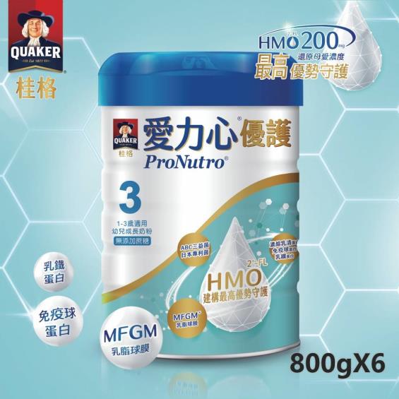 (送1罐+多功能百變購物車)【QUAKER桂格】愛力心優護 幼兒成長奶粉（800gX6罐）