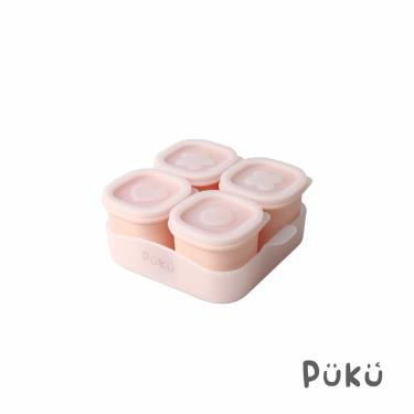 【PUKU 藍色企鵝】午茶甜果醬矽膠副食品儲存盒4入-含托盤（草莓）