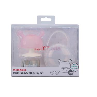 !!【英國 Mombella】啾比小蘑菇固齒器套組-櫻桃粉