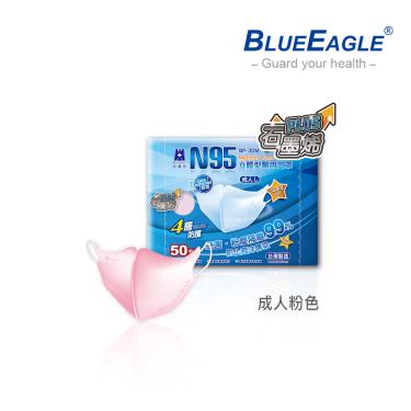 【藍鷹牌】石墨烯N95醫用3D立體成人口罩-粉色（50片／盒）廠商直送