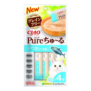 【CIAO】PURE啾嚕肉泥-鰹魚+柴魚片14g*4入/包 日本製