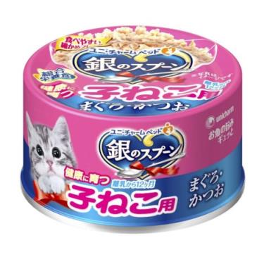 【Unicharm Pet銀湯匙】幼貓罐-鮪魚鰹魚70g（效期日2024/12/06） + -單一規格