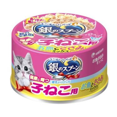 【Unicharm Pet銀湯匙】幼貓罐-魚肉雞胸肉70g（效期日2024/12/06） + -單一規格