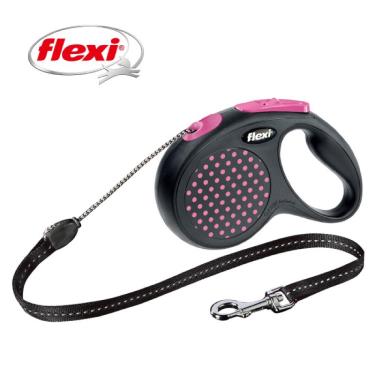Flexi飛萊希彩點索狀伸縮牽繩-粉M