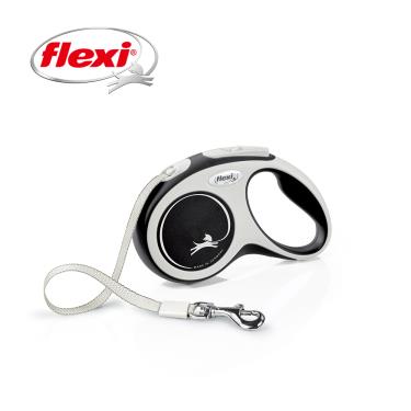 Flexi飛萊希幻彩帶狀伸縮牽繩-黑S