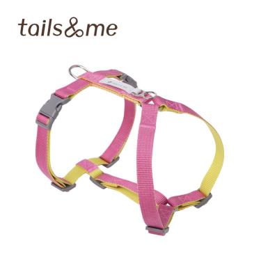 【尾巴與我】經典尼龍帶基本款胸背帶-紫紅檸黃S