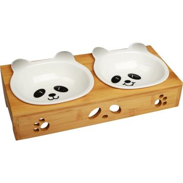 CatFeet熊貓方形雙碗熊貓陶瓷碗