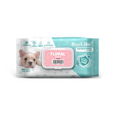【AbsorbPlus】寵物抗菌濕紙巾花香（80入）