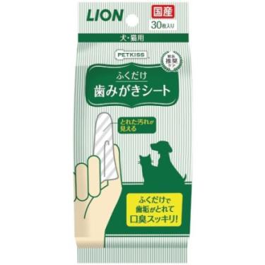 【LION 獅王】PETKISS親親齒垢清潔紙巾犬貓30pcs