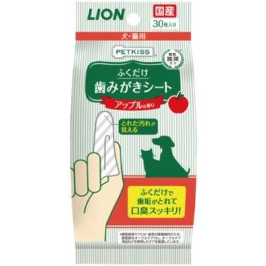 【LION 獅王】PETKISS親親齒垢清潔紙巾犬貓蘋果香30pcs