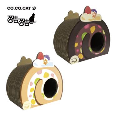 【Cococat 酷酷貓】貓抓板-瑞士捲 奶油色 巧克力色(隨機出貨)