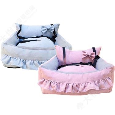 【寵物夢工廠】車用花邊公主窩（寵物用安全座椅）藍色