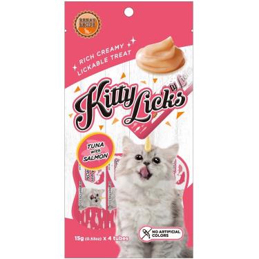 【KITTY LICKS】甜甜貓肉泥-鮪魚+鮭魚(4入/包)（效期日2024/08/01）