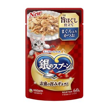 【Unicharm Pet銀湯匙】鬆軟口感餐包鮪魚+鰹魚60g（效期日2024/10/01）