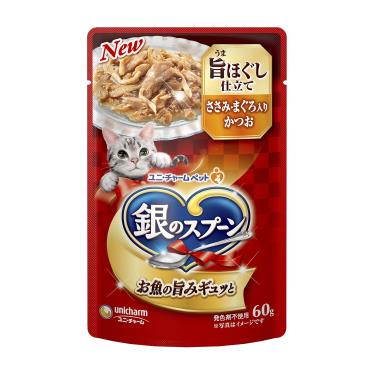 【Unicharm Pet銀湯匙】鬆軟口感餐包鮪魚+鰹魚+雞胸肉60g（效期日2024/10/01）