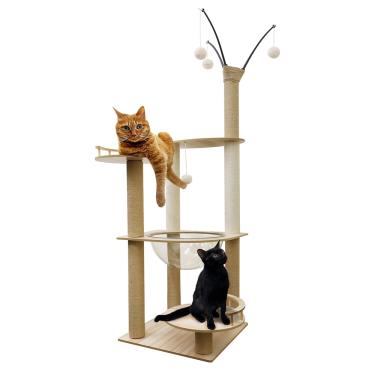 【貓本屋】簡約雙柵欄太空艙貓跳台（132cm）（廠商直送）