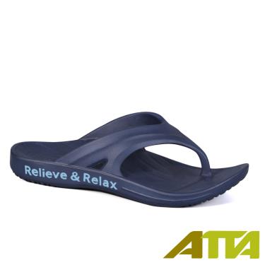 【ATTA】足弓均壓寬帶夾腳拖鞋-深藍5（廠商直送）