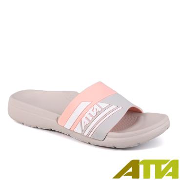 【ATTA】運動風圖紋室外拖鞋-粉灰24（廠商直送）