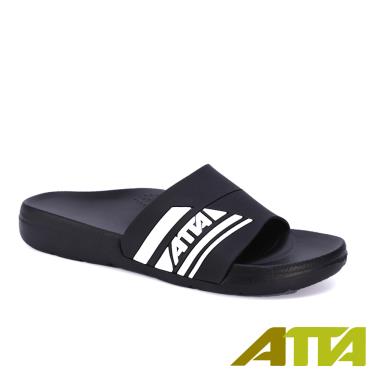 【ATTA】運動風圖紋室外拖鞋（黑白25）廠商直送
