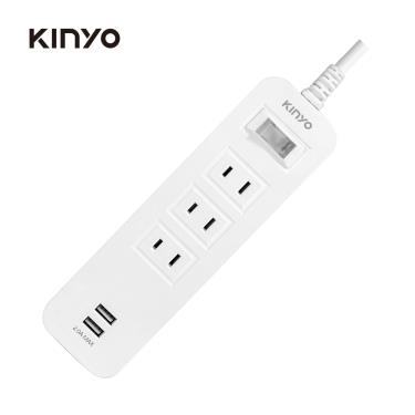【KINYO】1開3插雙USB延長線 6尺（CGU213-6）廠商直送