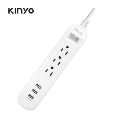 【KINYO】1開3插三USB延長線 6尺（CGU313-6）廠商直送