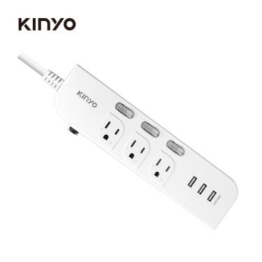 【KINYO】3開3插三USB延長線 6尺（CGU333-6）廠商直送